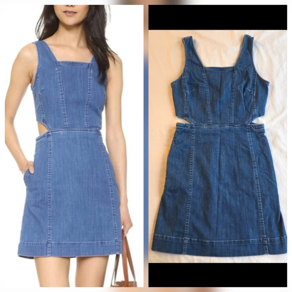 Madewell Denim Cutout Mini Dress Stretch Cotton Denim